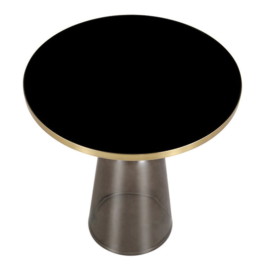 Tully Collection Glass side Table Grey glass, Gold Rim with Black Glass top