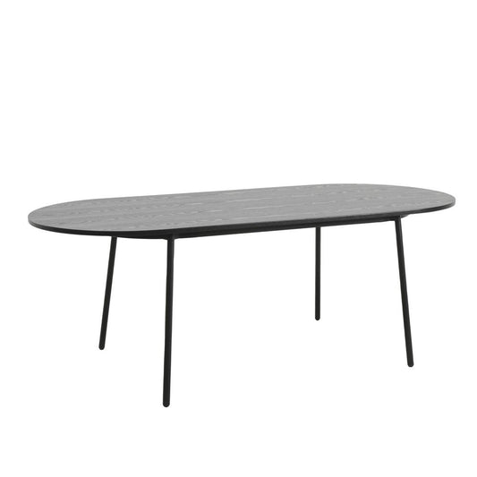 83" Oval Dining Table with MDF Top and Black Steel Legs