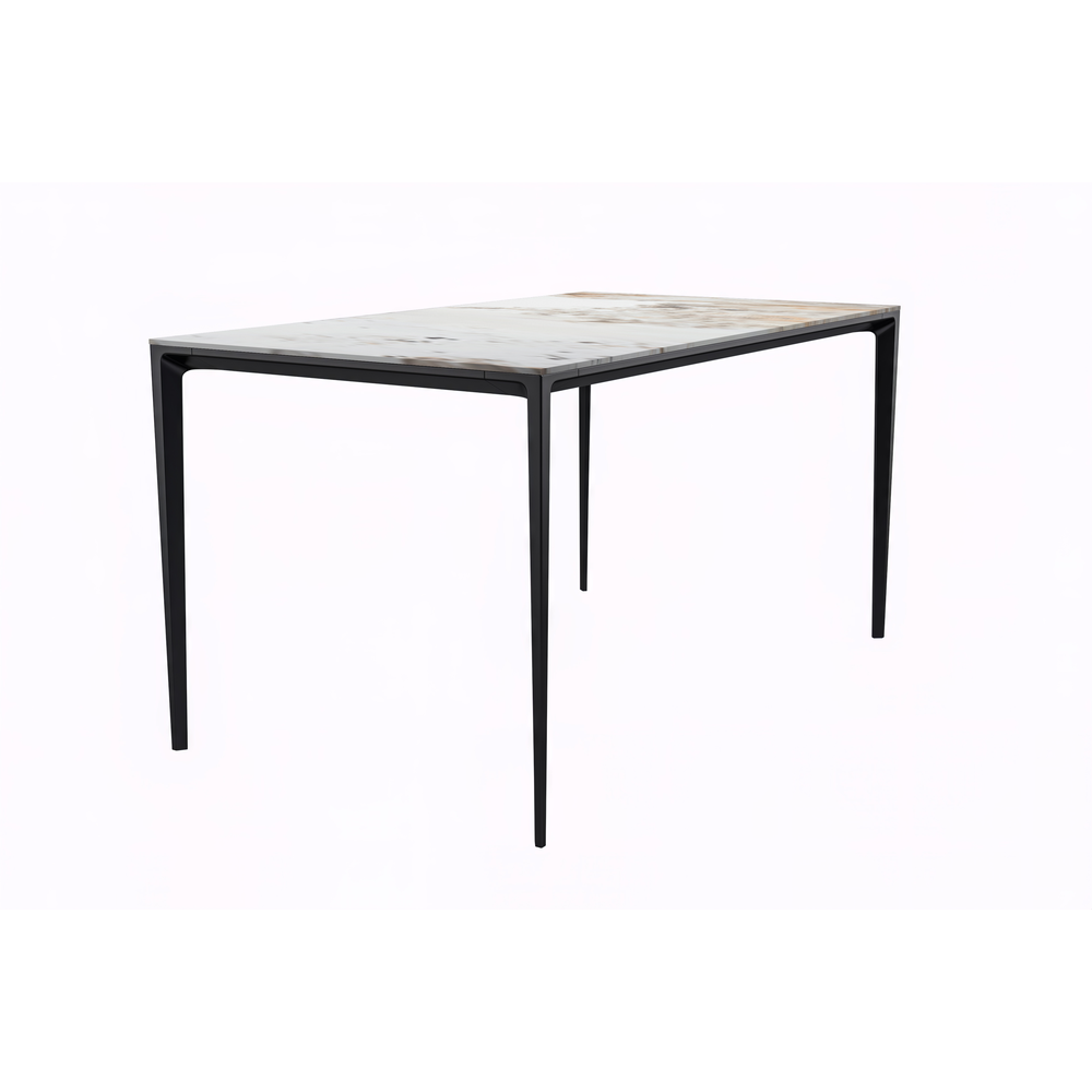 Avo Series Modern Dining Table Black Base, With 55 White Grey Sintered Stone Top