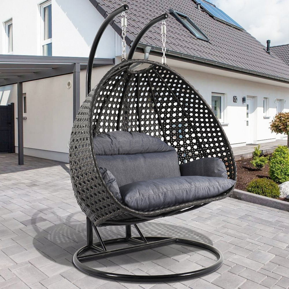 Charcoal Wicker Hanging 2 person Egg Swing Chair