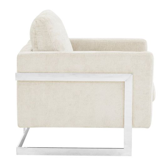 Lincoln Grey Boucle Accent Armchair With Chromed Frame