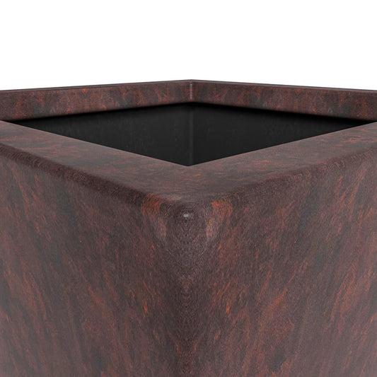 Serene Series Poly Stone Square Planter in Brown 14x14, 21 High