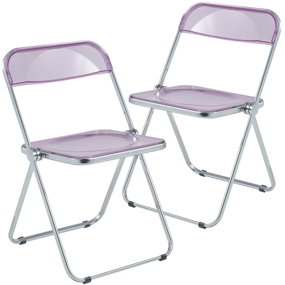 Lawrence Acrylic Folding Chair With Metal Frame, Set of 2
