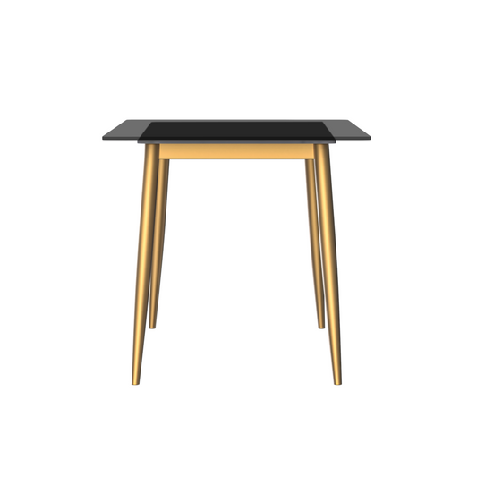 Zayle Series Modern Dining Table Brushed Gold Base, With 71 Clear Glass Top