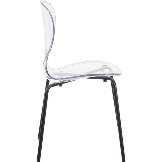 Modern Oyster Transparent Side Chair in Black Base set of 4