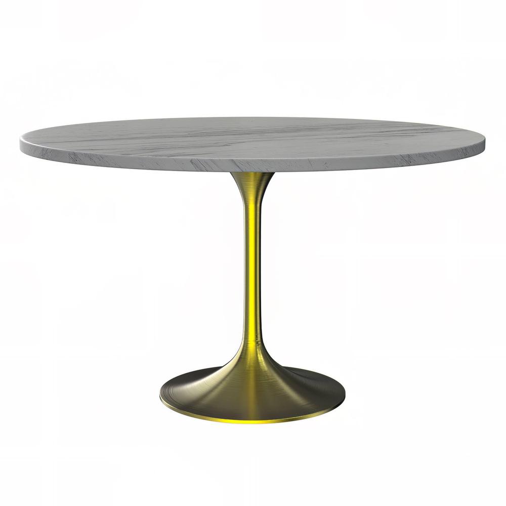 Verve Collection 48 Round Dining Table, Brushed Gold Base