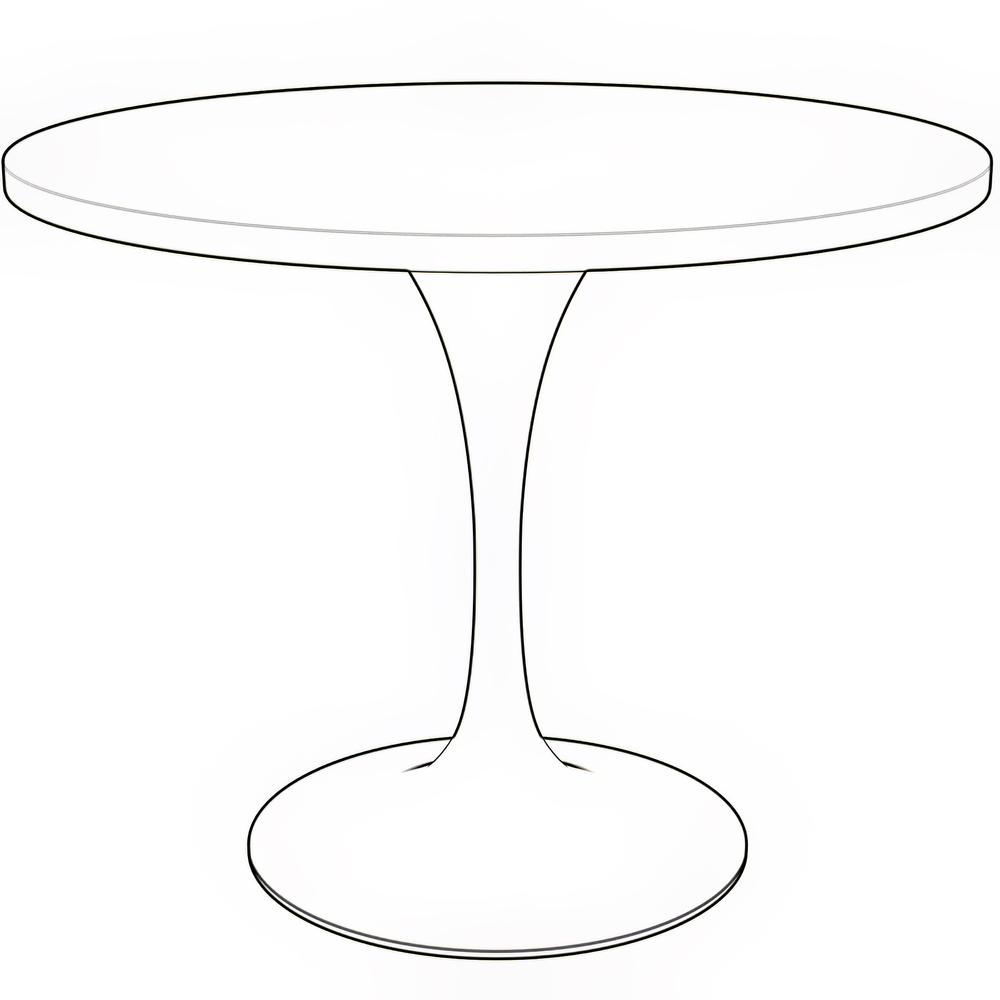 36" Round Dining Table, Brushed Chrome Base with Cognac Brown MDF Top