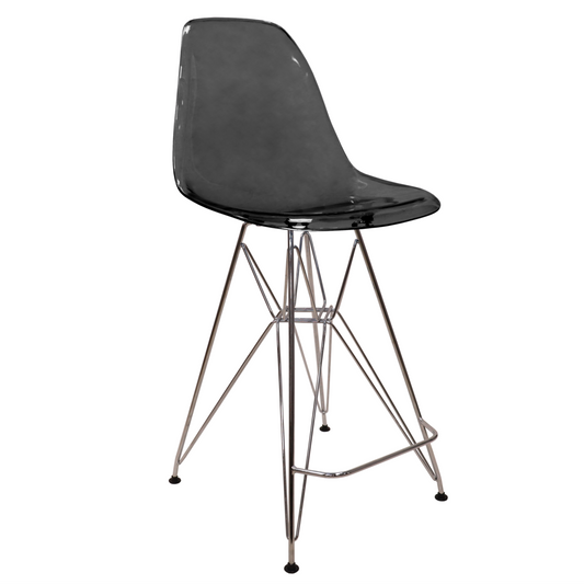 Cresco Modern Acrylic Barstool with Chrome Base and Footrest