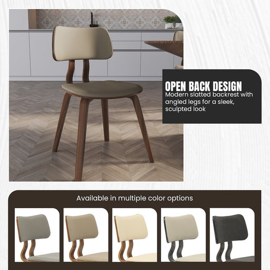 Modern Wooden Dining Chair, Walnut Color Frame in Light Brown