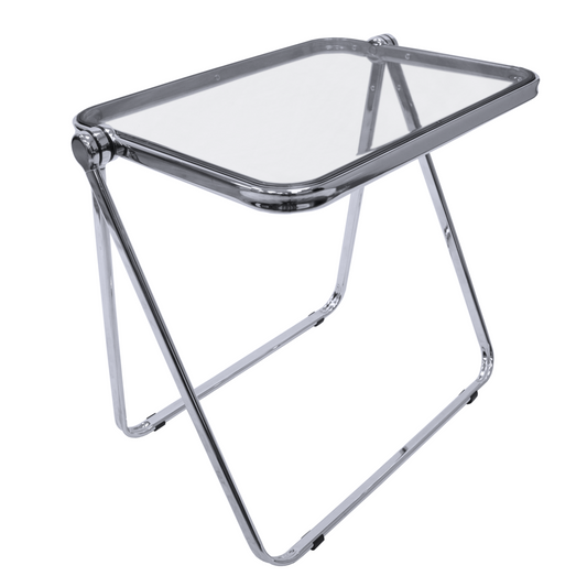 LeisureMod Lawrence Square Folding End Table with Plastic Top and Iron Frame