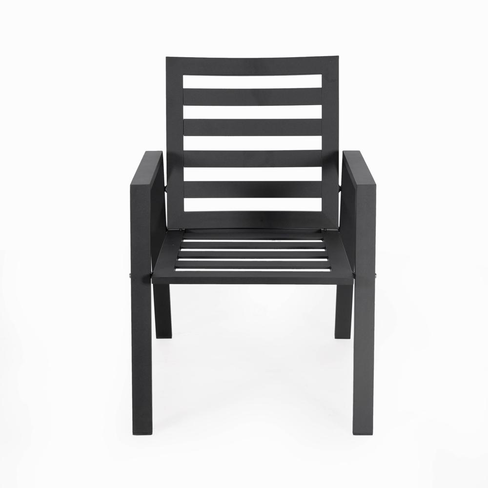 Chelsea Aluminum Outdoor Dining Table With 8 Chairs and Charcoal Black Cushions