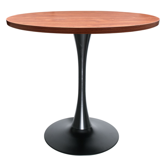 Bristol Dining table, Black Base with 36 Round Cognac Brown MDF top