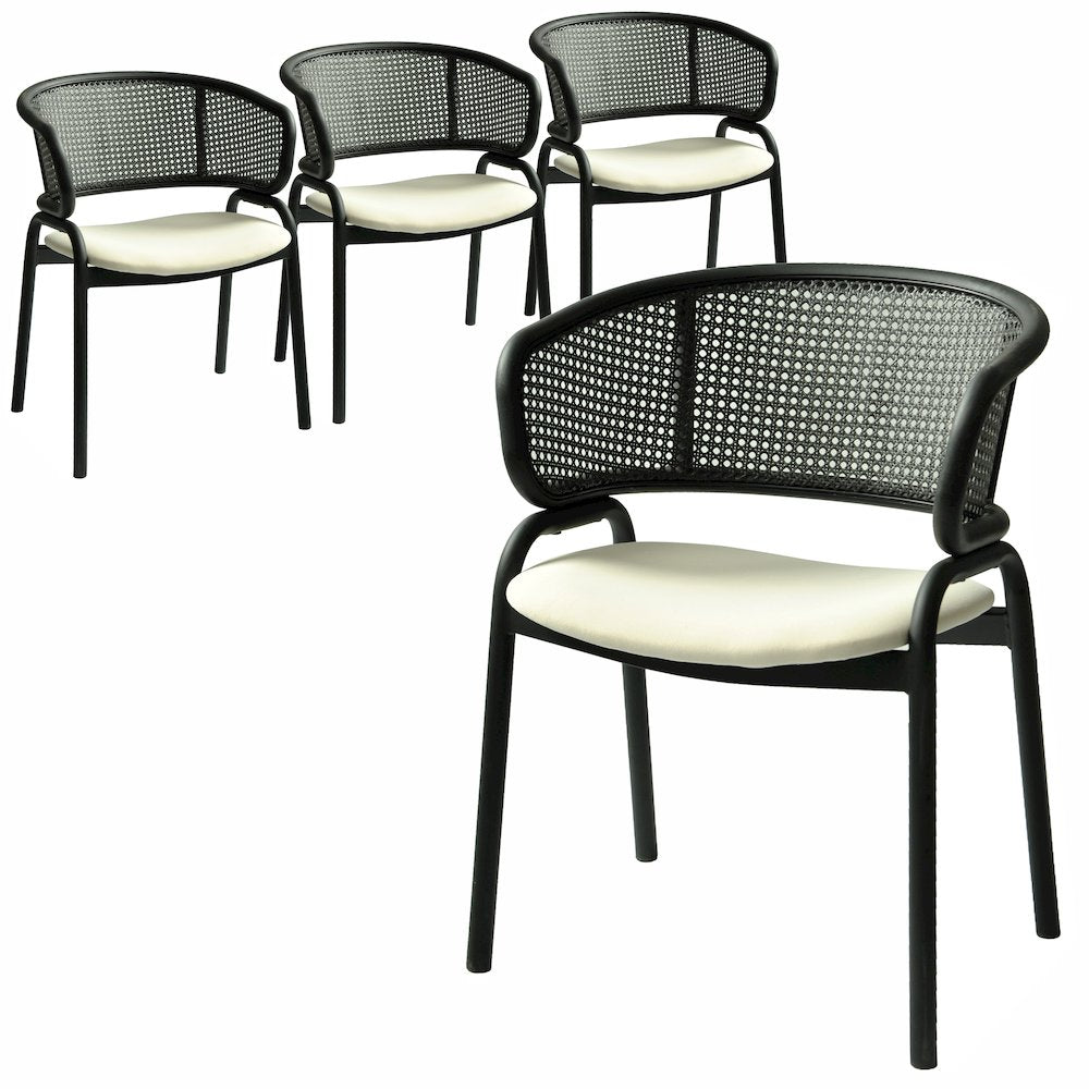 Ervilla Dining Armchair in Black Steel Frame Set of 4