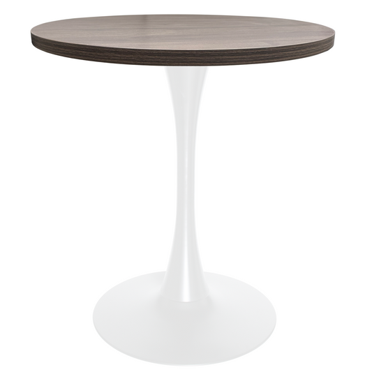 Bristol Dining table, White Base with 27" Round Dark Walnut MDF top