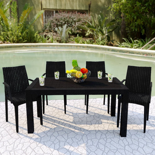 Weave Mace Indoor/Outdoor Chair (With Arms), Set of 4