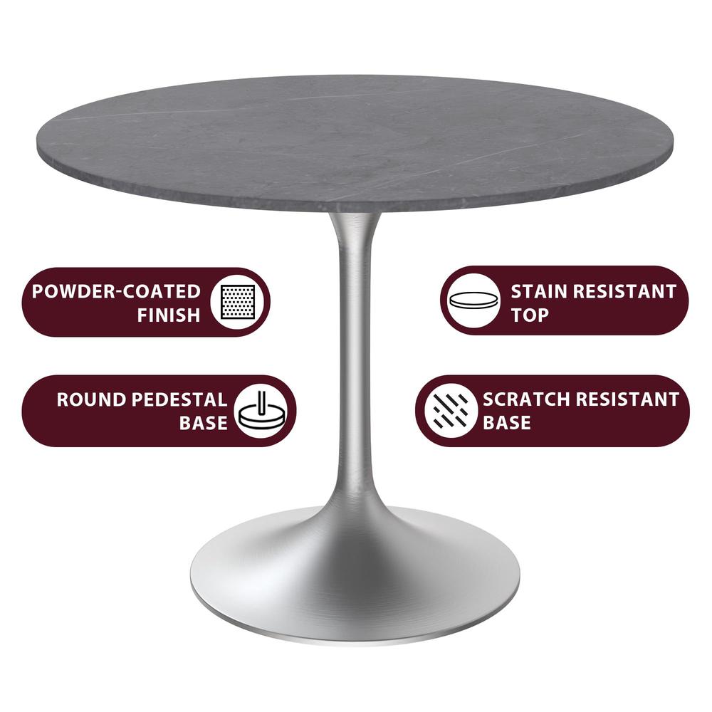 Verve Collection 36" Round Dining Table, Brushed Chrome Base