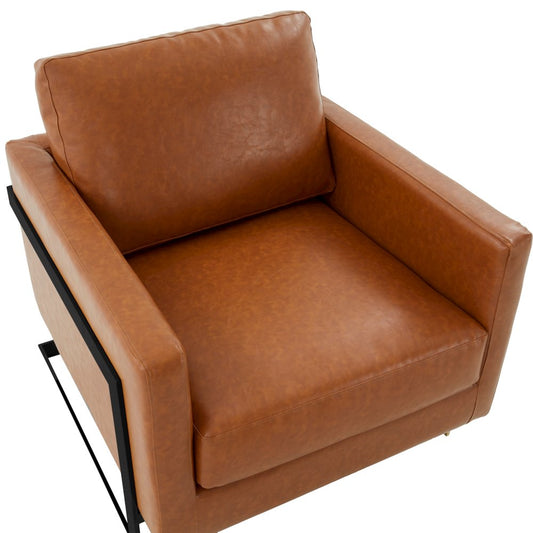 Lincoln Leather Accent Armchair With Black Frame