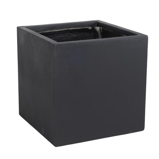 Fern Series Poly Stone Planter 23.6" Cube in Black