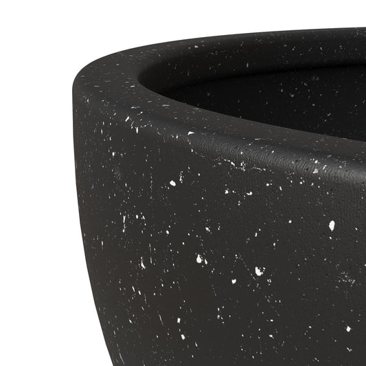 Iris Fiberstone Planter in Black 9 Dia