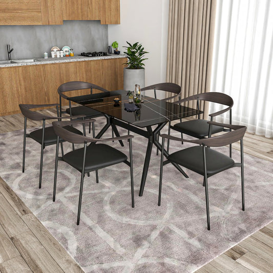 Kora Collection Modern Dining Chair Brown Back with Black Seat