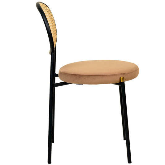 Euston Modern Wicker Dining Chair with Velvet Round Seat Set of 2
