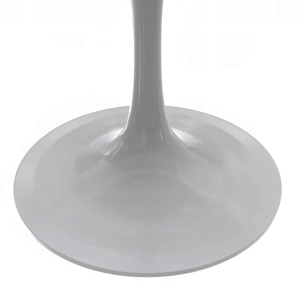 48 Round Dining Table, White Base with Laminated White Marbleized Top