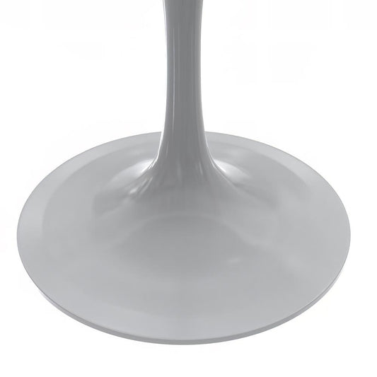 48 Round Dining Table, White Base with Laminated White Marbleized Top