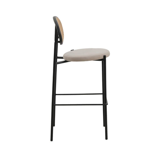 Euston Modern Wicker Bar Stool With Black Steel Frame, Set of 2