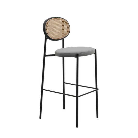 Euston Modern Wicker Bar Stool With Black Steel Frame