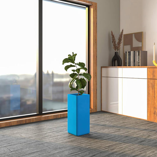 Marquee Series Poly Stone Planter in Blue 10.2" x 10.2" 23.6" high