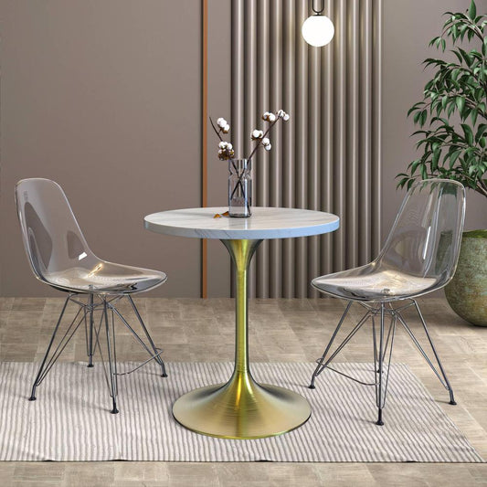 Verve Collection 27 Round Dining Table, Brushed Gold Base