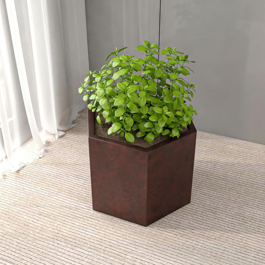 Thicket Series Poly Stone Planter in Brown 14 High