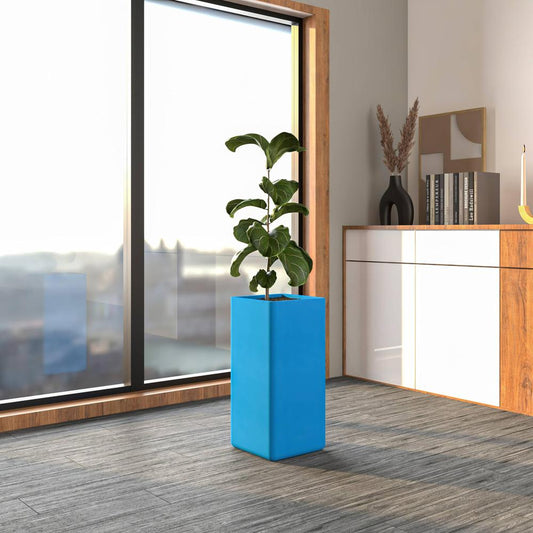 Marquee Series Poly Stone Planter in Blue 13" x 13" 27.6" high