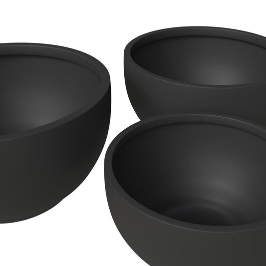 Grove Series Poly Stone Planter Set in Black