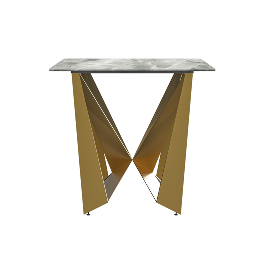 Modern Dining Table with a 55" Rectangular Top and Gold Steel Base