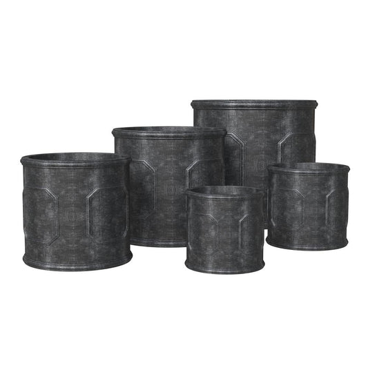 Meadow Series Poly Stone Planter Set in Black