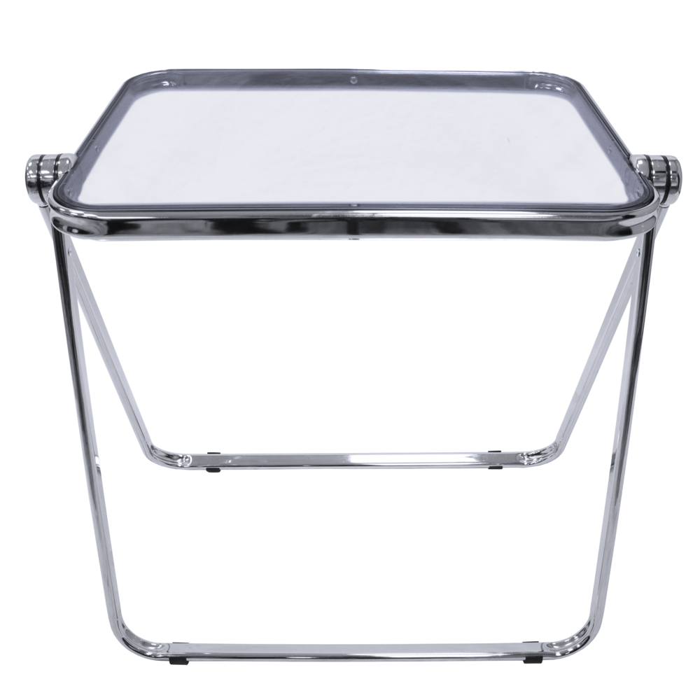 LeisureMod Lawrence Square Folding End Table with Plastic Top and Iron Frame