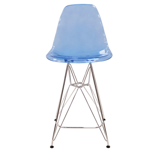 Cresco Modern Acrylic Barstool with Chrome Base and Footrest