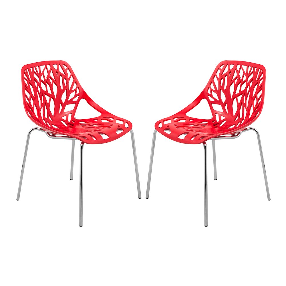Modern Asbury Dining Chair w/ Chromed Legs, Set of 2