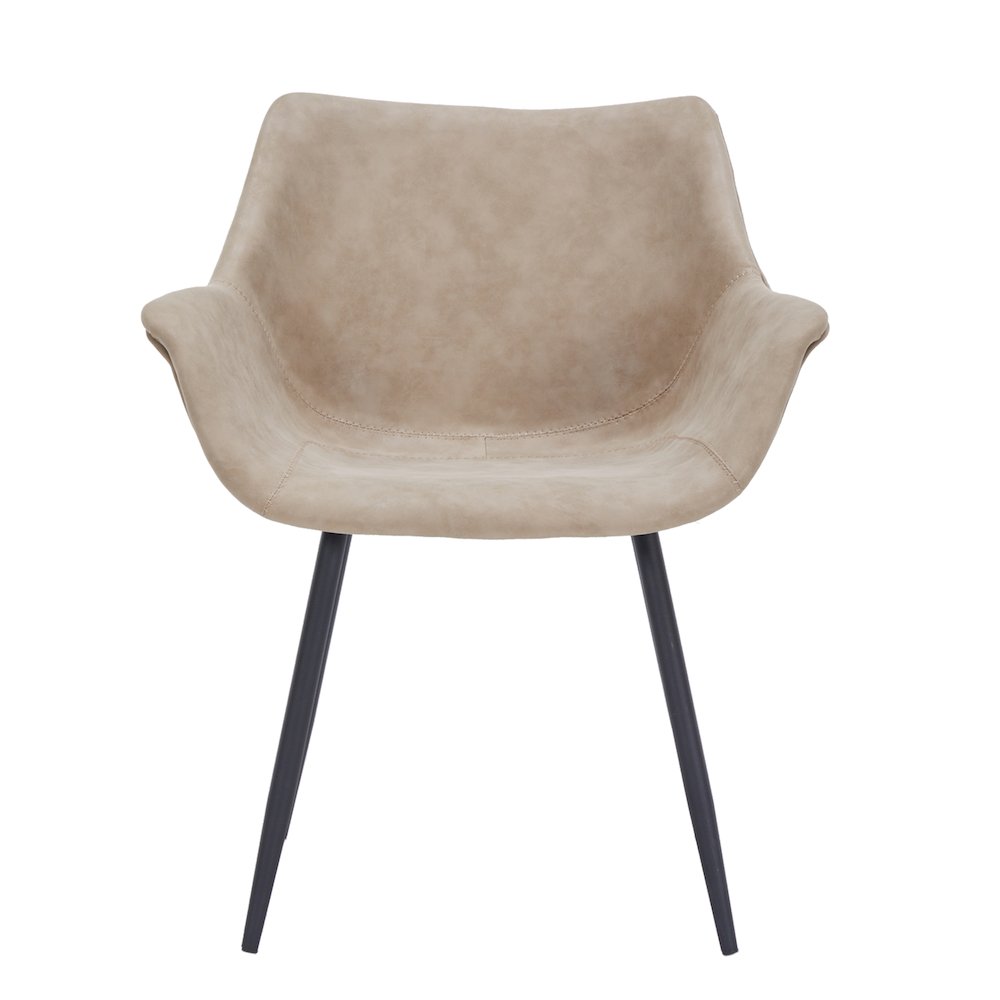 Markley Modern Leather Dining Arm Chair Set of 4 in Taupe