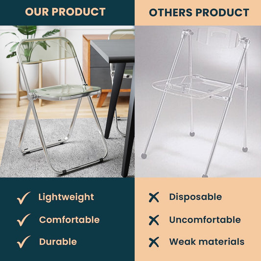 Lawrence Acrylic Folding Chair With Metal Frame, Set of 4