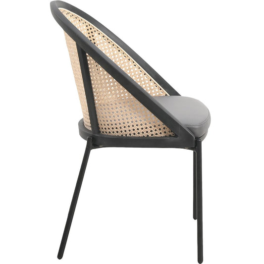 Urbane Collection Modern Dining Chair With Wicker back in Charcoal - Set of 4