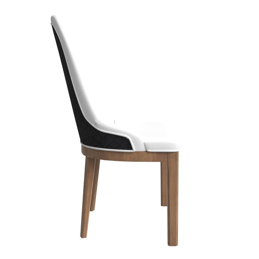 Modern Wooden Dining Chair in Black Fabric with White Front Set of 4