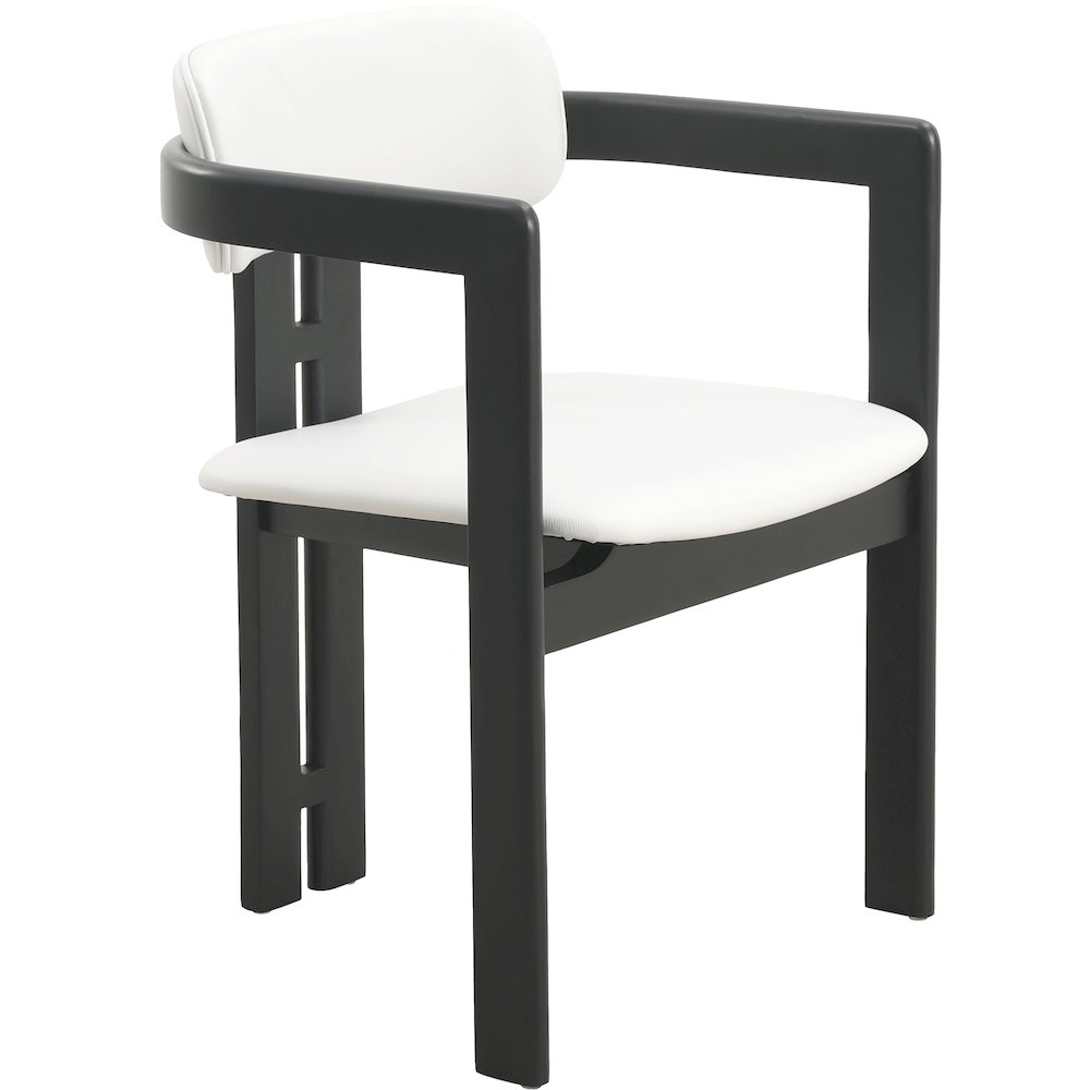 Velo Series Modern Dining Chair Black Wood with Off White Seat Set of 4