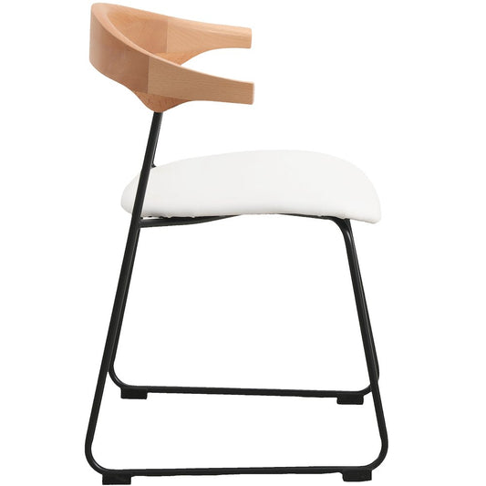Lyra Collection Modern Chair in Natural Wood back and White Seat