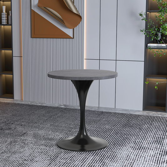 Verve 27 Round Dining Table, Black Base with Sintered Stone Grey Top