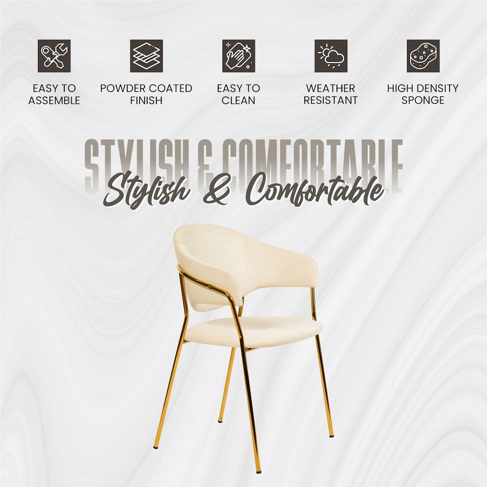 Bella Collection Modern Dining Chair in Off White Set of 4