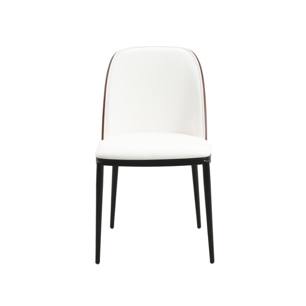 Dining Side Chair with Leather Seat and Steel Frame Set of 4