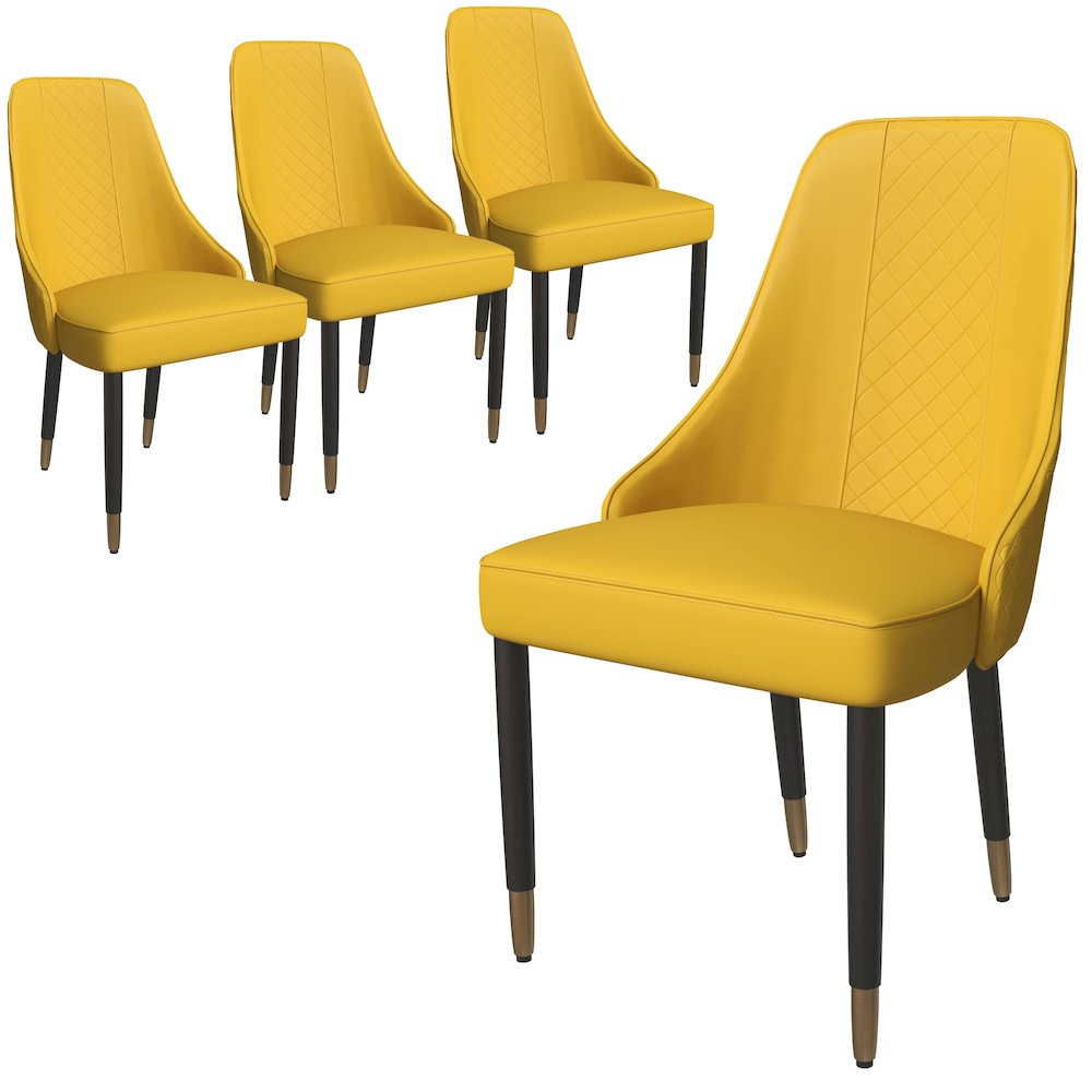 Allure Collection Modern Dining Chair In Mustard Yellow - Set of 4