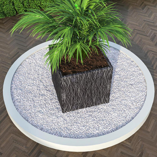 Verdura Series Cubic Poly Stone Planter in Dotted Blck 25.6 Cube